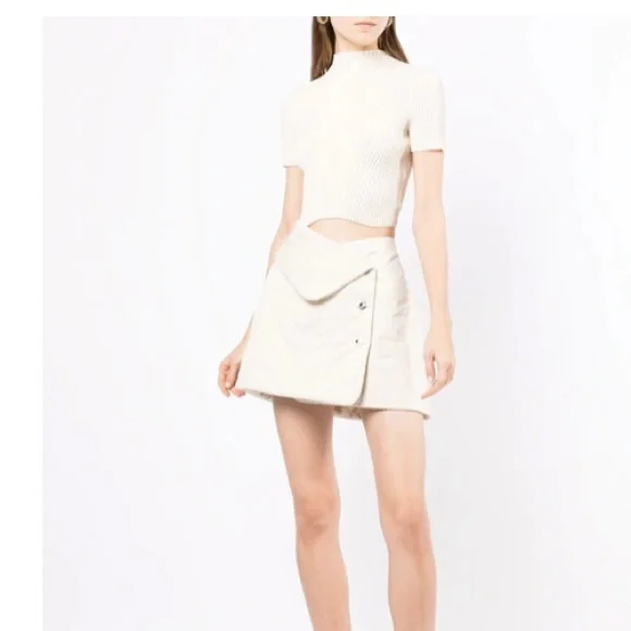 Dion Lee Beige Spiral Rib T-Shirt / New with Tags / Size: XS